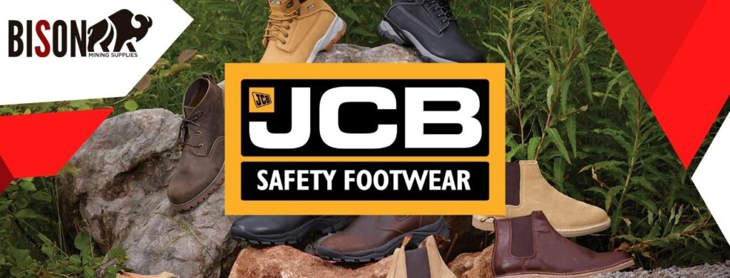JCB Safety Footwear banner representing safety boots available at Bison Mining Supplies